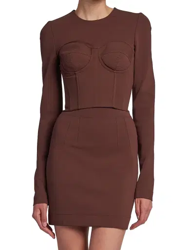 Dolce & Gabbana Women's Long Sleeve Corset Top - Marrone Scuro - Size 2 | Thumbnail 3