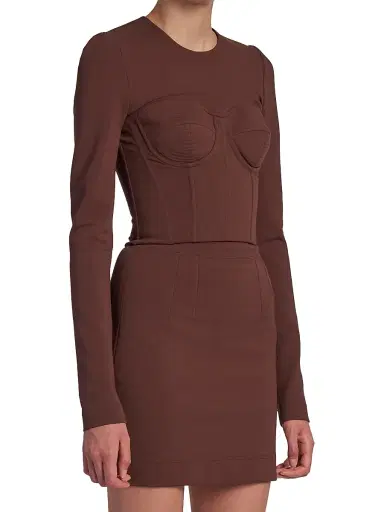 Dolce & Gabbana Women's Long Sleeve Corset Top - Marrone Scuro - Size 2 | Thumbnail 4