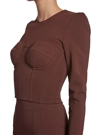 Dolce & Gabbana Women's Long Sleeve Corset Top - Marrone Scuro - Size 2 | Thumbnail 6