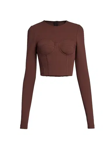 Dolce & Gabbana Women's Long Sleeve Corset Top - Marrone Scuro - Size 2 | Thumbnail 1
