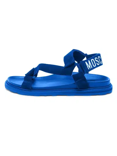 MOSCHINO Men's Logo Leather Sandals - Blue - Size 11 | Thumbnail 3