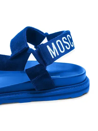 MOSCHINO Men's Logo Leather Sandals - Blue - Size 11 | Thumbnail 6