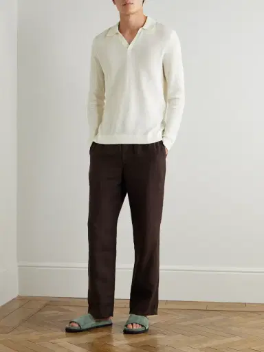Onia Crocheted-Knit Cotton Polo Shirt | Thumbnail 2