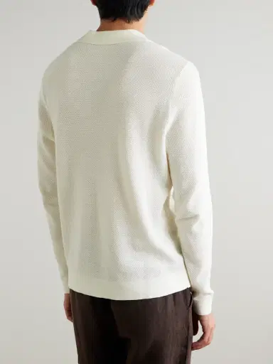 Onia Crocheted-Knit Cotton Polo Shirt | Thumbnail 3