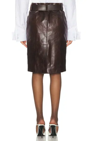 Saint Laurent Belted Leather Skirt | Thumbnail 4