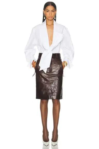 Saint Laurent Belted Leather Skirt | Thumbnail 5