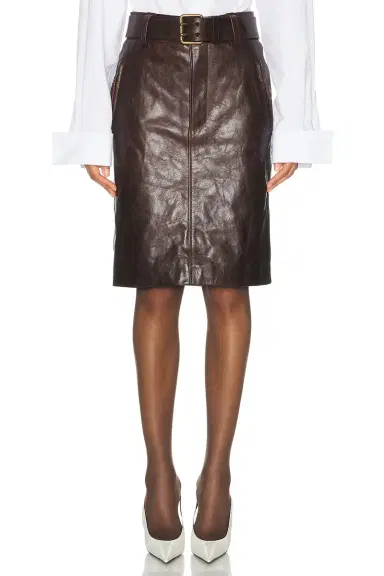 Saint Laurent Belted Leather Skirt | Thumbnail 1