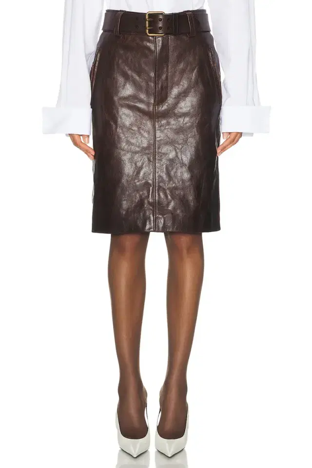 Belted Leather Skirt