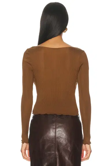 Saint Laurent Ribbed Lacy Button Up Top | Thumbnail 3 Saint Laurent Ribbed Lacy Button Up Top | Thumbnail 3