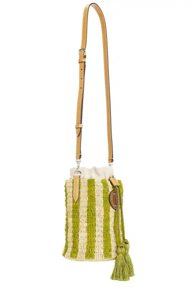 Valentino Garavani Crochet Raffia VLogo Signature Small Bucket Bag | Thumbnail 4