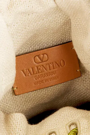 Valentino Garavani Crochet Raffia VLogo Signature Small Bucket Bag | Thumbnail 6