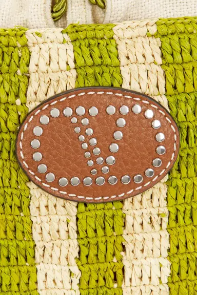 Valentino Garavani Crochet Raffia VLogo Signature Small Bucket Bag | Thumbnail 7
