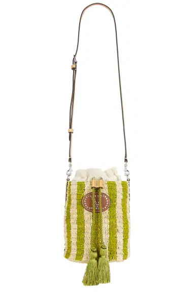 Valentino Garavani Crochet Raffia VLogo Signature Small Bucket Bag | Thumbnail 1