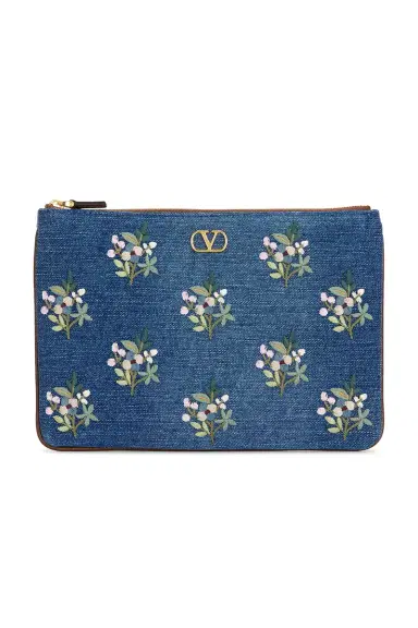 Valentino Garavani V Logo Signature Medium Flat Pouch | Thumbnail 1 Valentino Garavani V Logo Signature Medium Flat Pouch | Thumbnail 1
