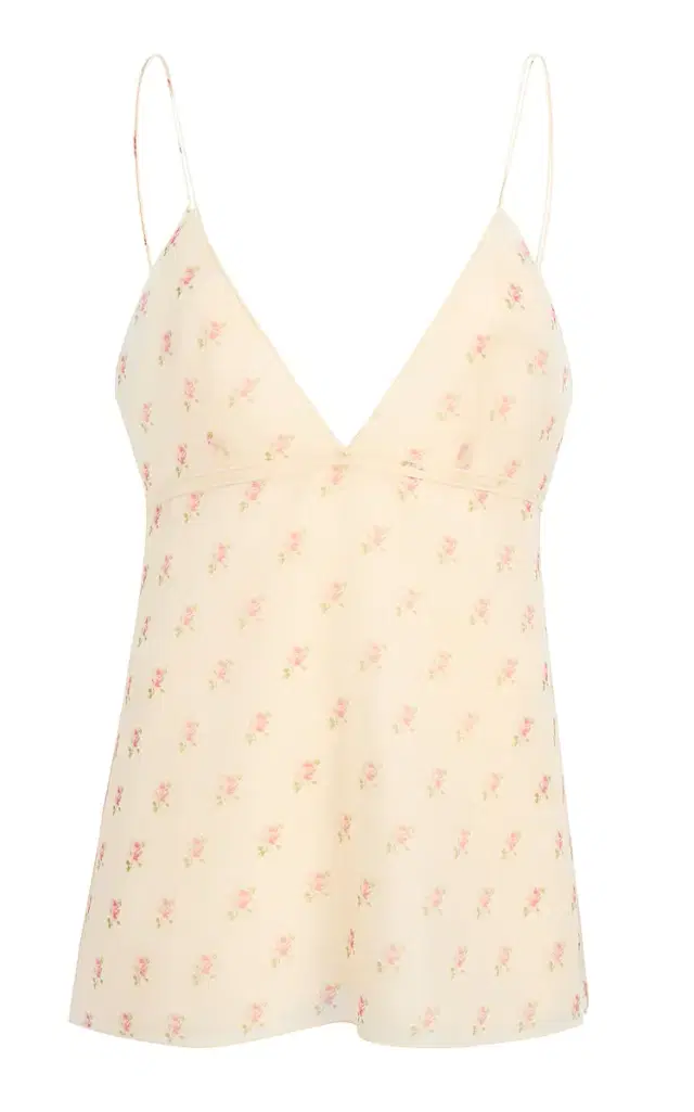 Khaite Timy Floral-Printed Silk Organza Camisole Top
