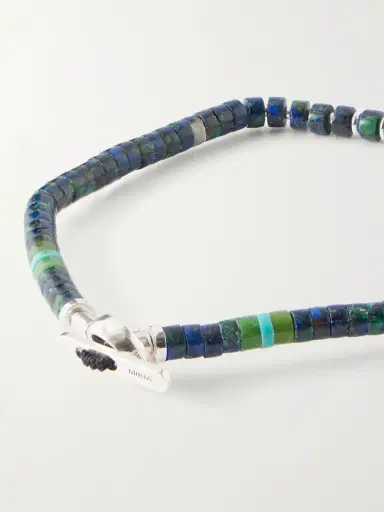 Mikia Heishi Sterling Silver and Azurite Beaded Bracelet - Men | Thumbnail 4 Mikia Heishi Sterling Silver and Azurite Beaded Bracelet - Men | Thumbnail 4