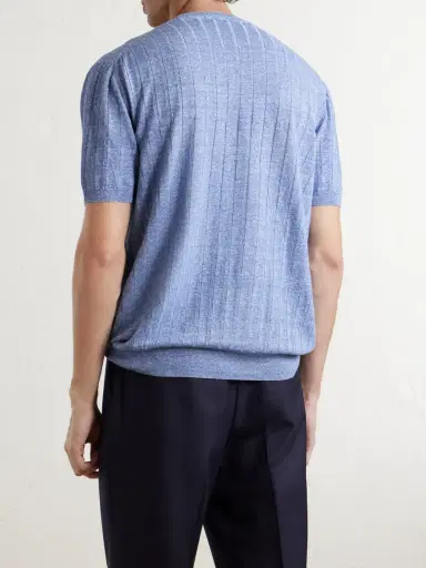 Boglioli Ribbed Linen and Cotton-Blend T-Shirt - Men | Thumbnail 4 Boglioli Ribbed Linen and Cotton-Blend T-Shirt - Men | Thumbnail 4