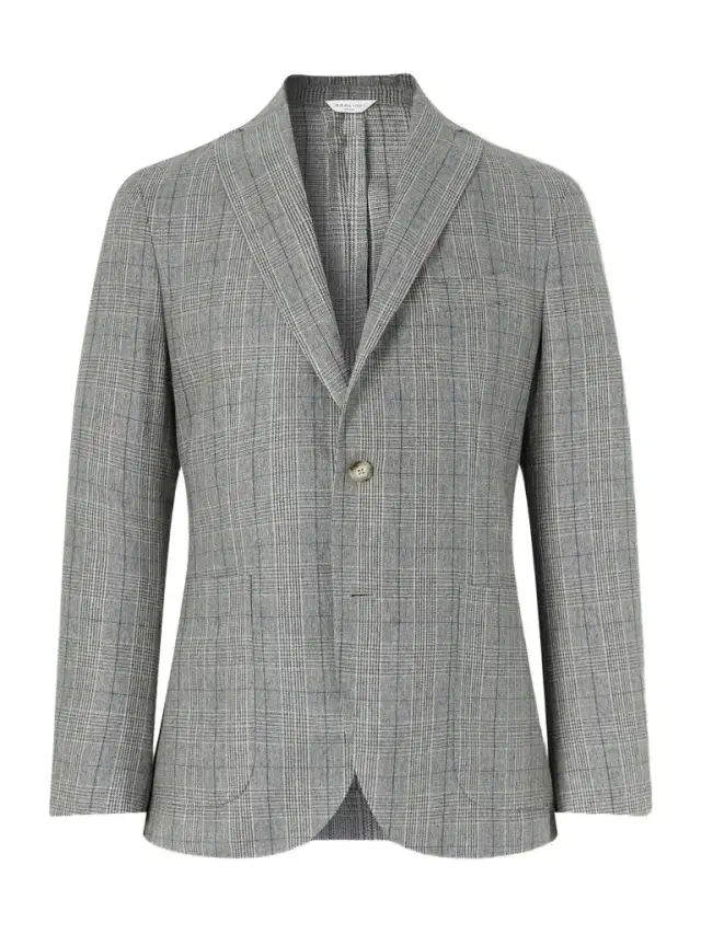 Prince of Wales Checked Silk Blazer - Men