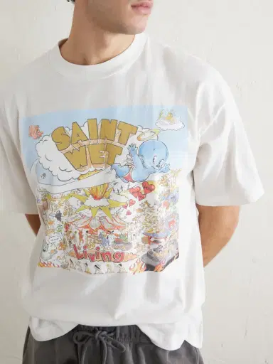 SAINT Mxxxxxx Saint Wet Printed Cotton-Jersey T-Shirt - Men | Thumbnail 5
