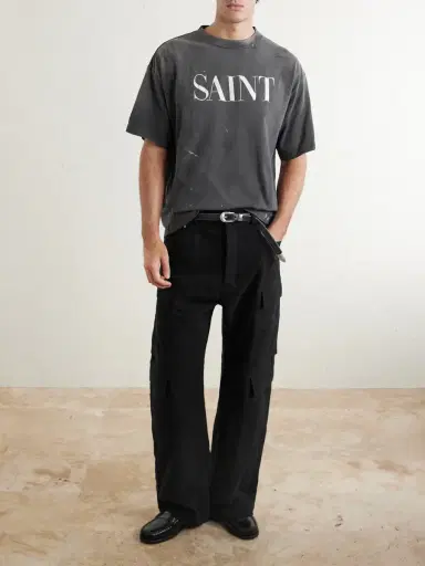 SAINT Mxxxxxx Logo-Print Paint-Splattered Cotton-Jersey T-Shirt - Men | Thumbnail 2 SAINT Mxxxxxx Logo-Print Paint-Splattered Cotton-Jersey T-Shirt - Men | Thumbnail 2