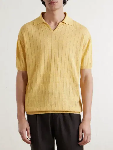 Boglioli Ribbed Linen and Cotton-Blend Polo Shirt - Men | Thumbnail 3 Boglioli Ribbed Linen and Cotton-Blend Polo Shirt - Men | Thumbnail 3