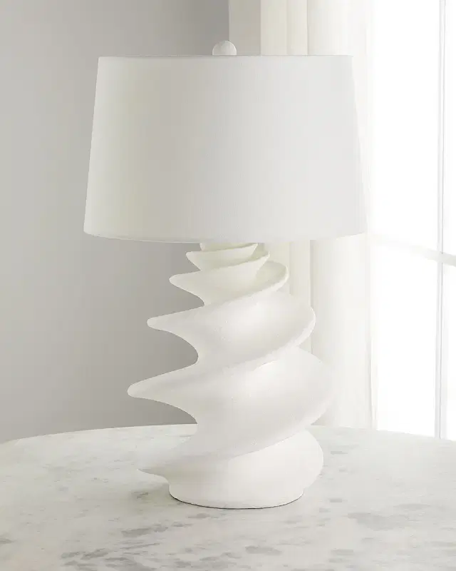 Old World Design Durham White Gesso Shell Lamp