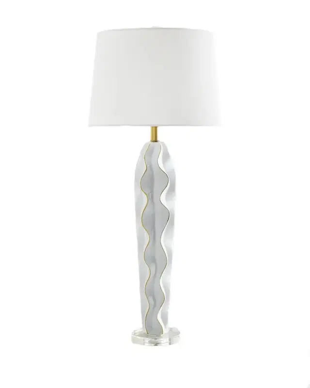 Old World Design Celadon Hannah Ceramic Wave Lamp