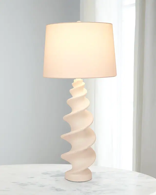 Old World Design Durham Gold Leaf Shell Buffet Lamp with Linen Shade