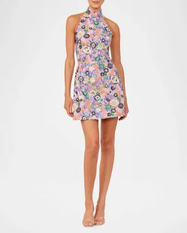 HELSI Sarah Floral Sequin Halter Mini Dress | Thumbnail 2