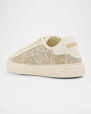 Versace La Greca Embroidered Low-Top Sneakers | Thumbnail 4