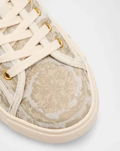 Versace La Greca Embroidered Low-Top Sneakers | Thumbnail 5