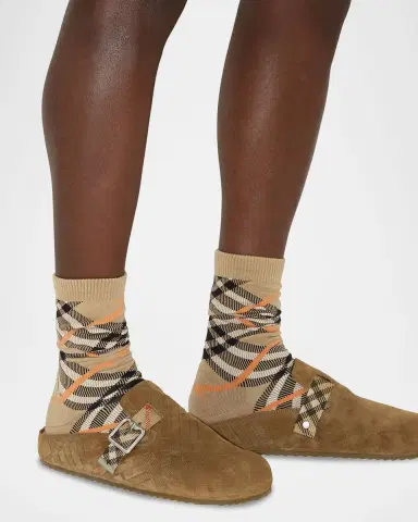 Burberry Men's Urchin Suede Check-Embossed Clogs | Thumbnail 2 Burberry Men's Urchin Suede Check-Embossed Clogs | Thumbnail 2