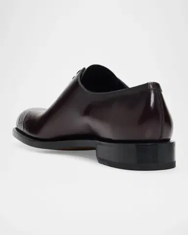 Ferragamo Men's Angiolo Croc-Embossed Leather Oxfords | Thumbnail 2 Ferragamo Men's Angiolo Croc-Embossed Leather Oxfords | Thumbnail 2