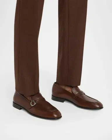 Ferragamo Men's Terence Calfskin Gancini Saddle-Strap Loafers | Thumbnail 2 Ferragamo Men's Terence Calfskin Gancini Saddle-Strap Loafers | Thumbnail 2