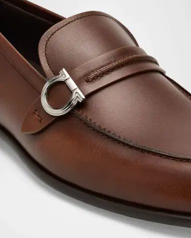 Ferragamo Men's Terence Calfskin Gancini Saddle-Strap Loafers | Thumbnail 5 Ferragamo Men's Terence Calfskin Gancini Saddle-Strap Loafers | Thumbnail 5