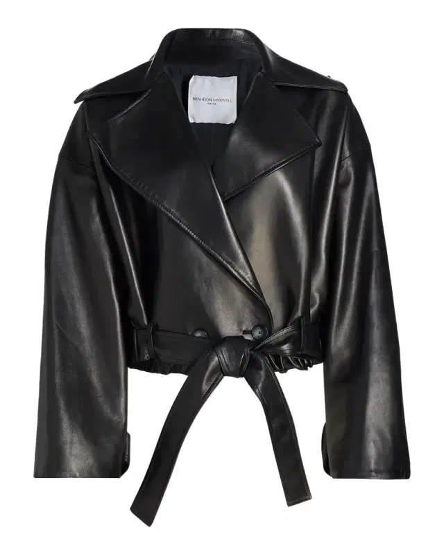 The Collins Leather Oversized Crop Moto Jacket