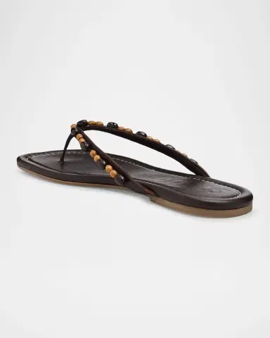 Staud Freja Beaded Leather Thong Sandals | Thumbnail 4