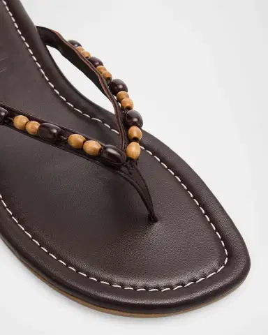 Staud Freja Beaded Leather Thong Sandals | Thumbnail 5