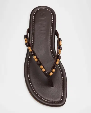 Staud Freja Beaded Leather Thong Sandals | Thumbnail 6