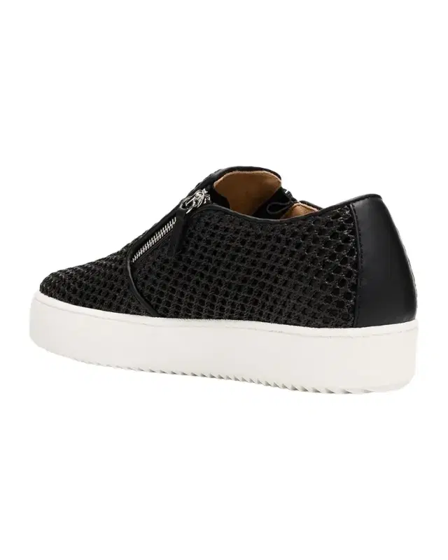 Men 's Mesh & Leather Double-Zip Sneakers