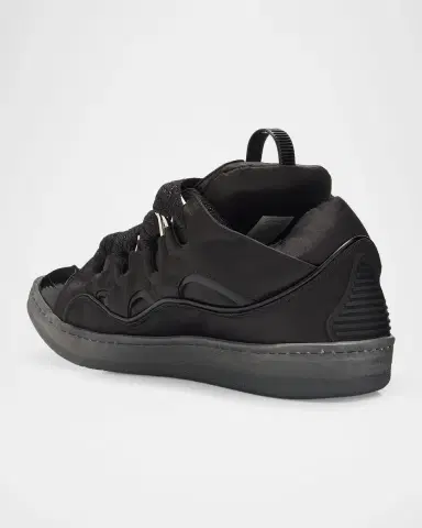 Lanvin Men's Curb Satin Leather Oversized Sneakers | Thumbnail 4 Lanvin Men's Curb Satin Leather Oversized Sneakers | Thumbnail 4