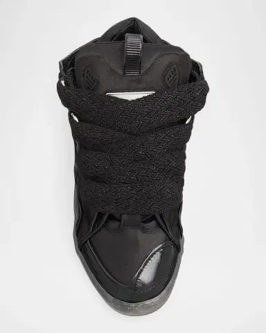Lanvin Men's Curb Satin Leather Oversized Sneakers | Thumbnail 6 Lanvin Men's Curb Satin Leather Oversized Sneakers | Thumbnail 6