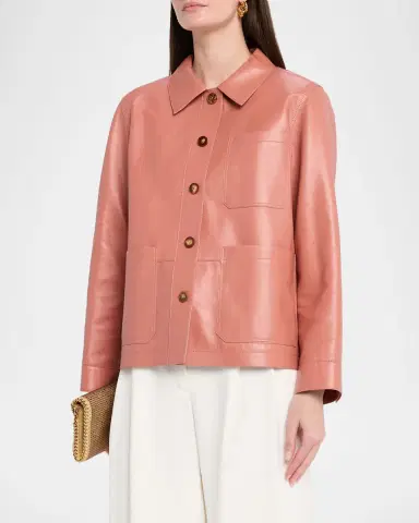 Lafayette 148 New York Button-Down Nappa Leather Jacket | Thumbnail 3 Lafayette 148 New York Button-Down Nappa Leather Jacket | Thumbnail 3