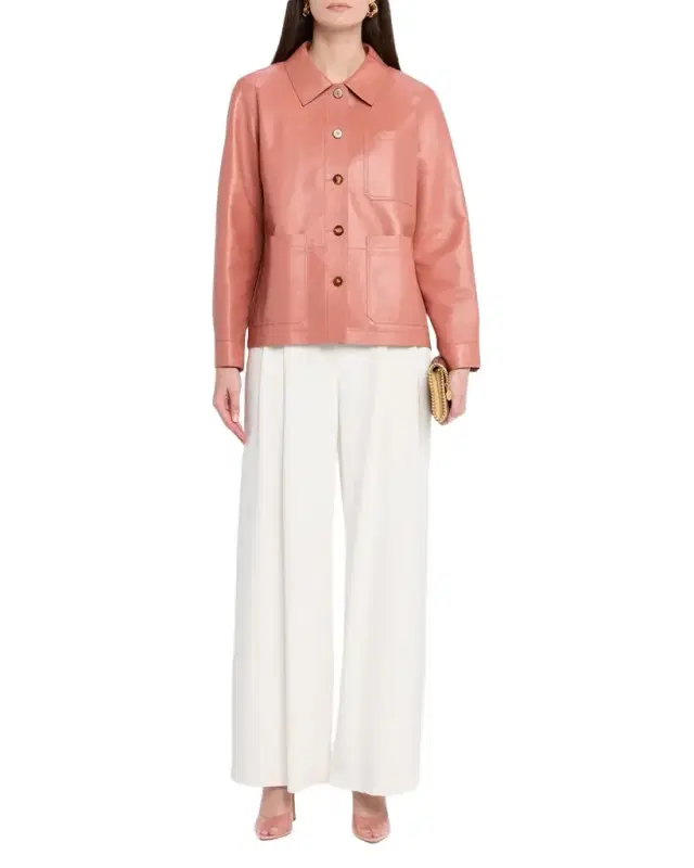 Lafayette 148 New York Button-Down Nappa Leather Jacket