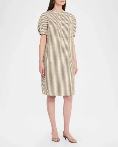 Lafayette 148 New York Striped Puff-Sleeve Shift Dress | Thumbnail 3