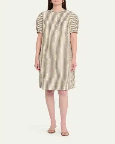 Lafayette 148 New York Striped Puff-Sleeve Shift Dress | Thumbnail 6