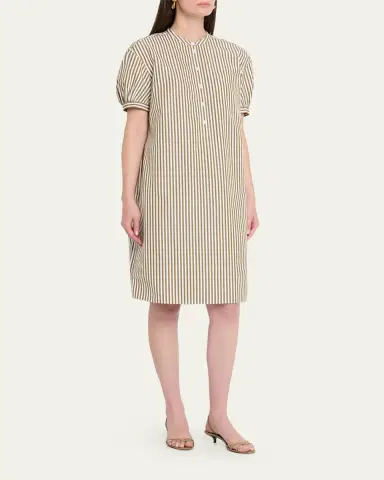 Lafayette 148 New York Striped Puff-Sleeve Shift Dress | Thumbnail 8