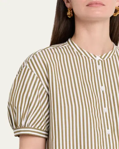 Lafayette 148 New York Striped Puff-Sleeve Shift Dress | Thumbnail 9