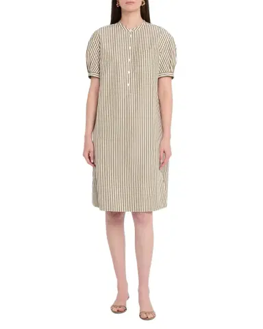 Lafayette 148 New York Striped Puff-Sleeve Shift Dress | Thumbnail 1