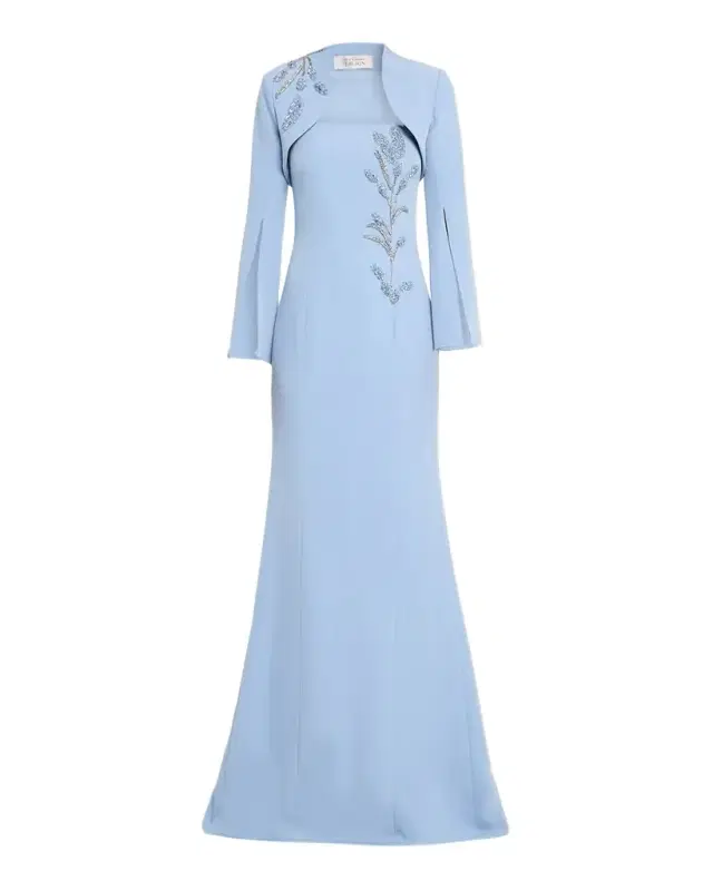 Rickie Freeman for Teri Jon Strapless Beaded Crepe Gown with Bolero